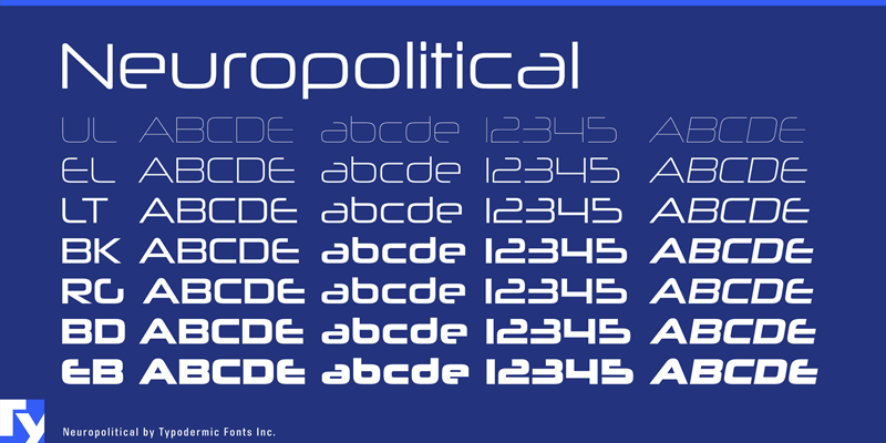 Neuropolitical typography specimen
